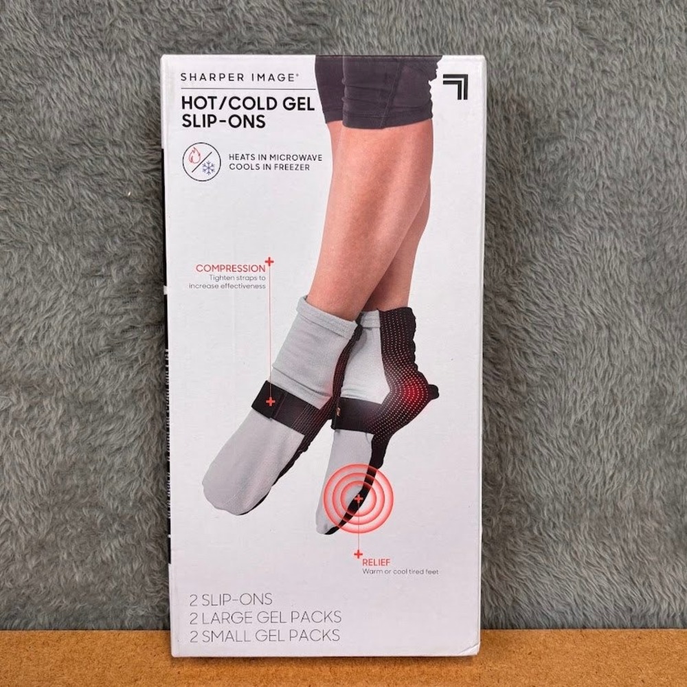 Sharper Image Hot Cold Gel Slip Ons Foot‎ Therapy Compression Wraps 1011833 NEW